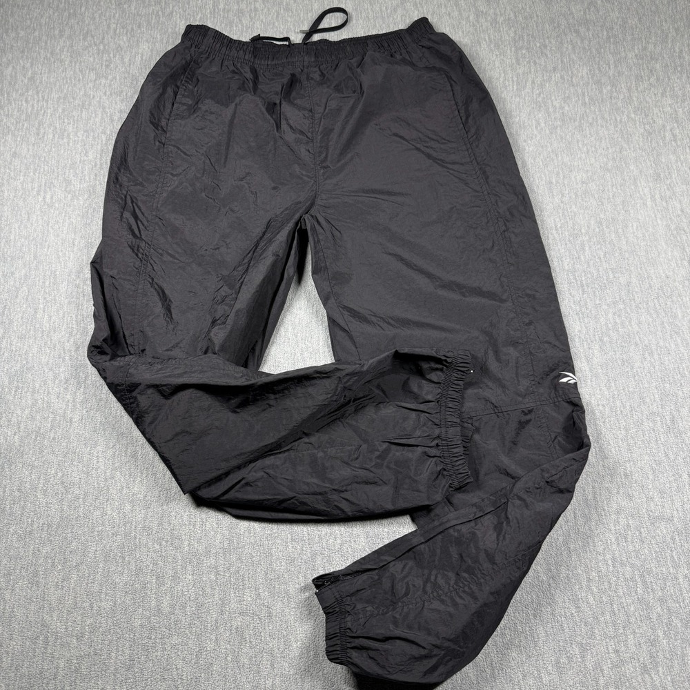 Reebok Track Pants Men Large Black Nylon All Purpose Sports Jogger VTG 90s